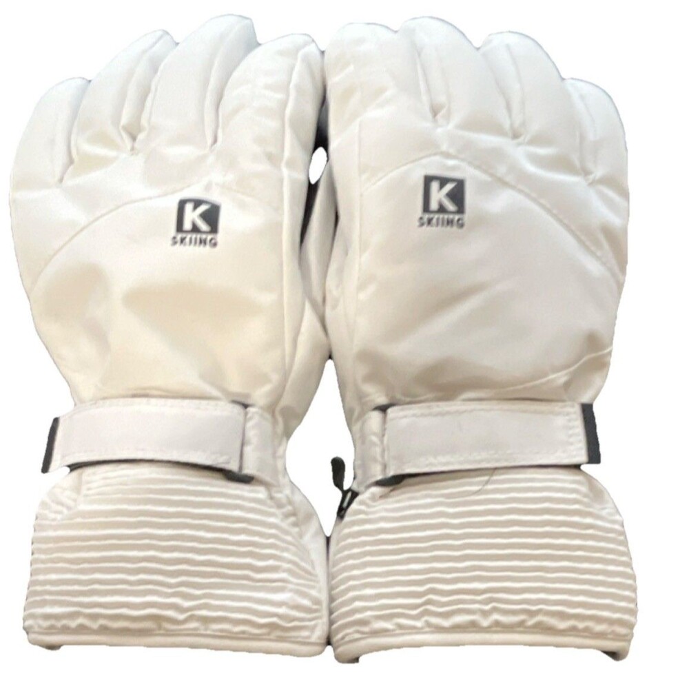 K Skiing White Black Winter Sports Gloves Skiing Wrist Knit Cuff